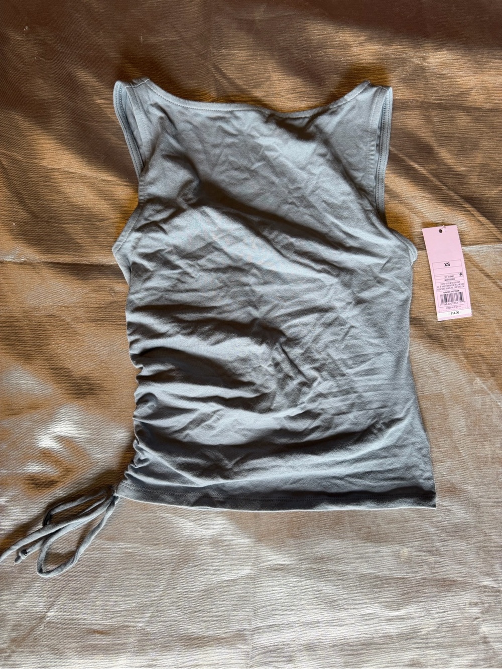 wild fable Gray Side-Tie Ruched Tank Top